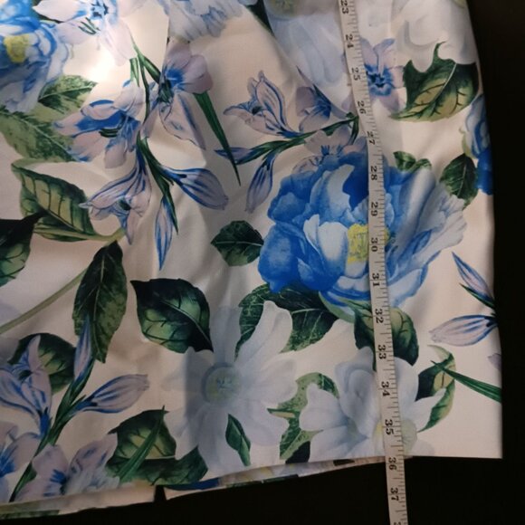 NEW Eliza J Classic Spaghetti-Strap Tulip Dress Foral‎ Ivory/Blue Size 8 - Picture 14 of 14